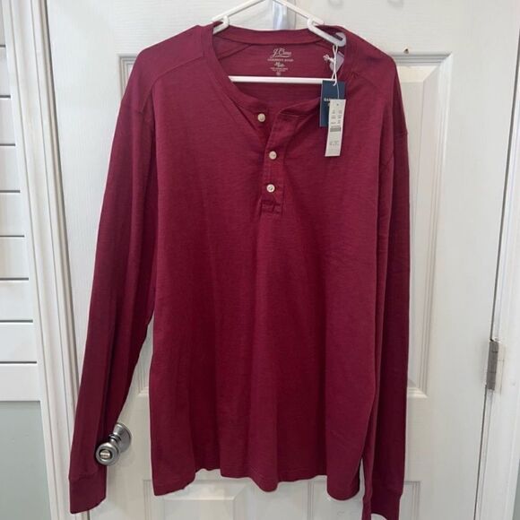 J crew re-imagined Garment dyed slub cotton 3 button Henley size XXL in wine - Picture 6 of 10
